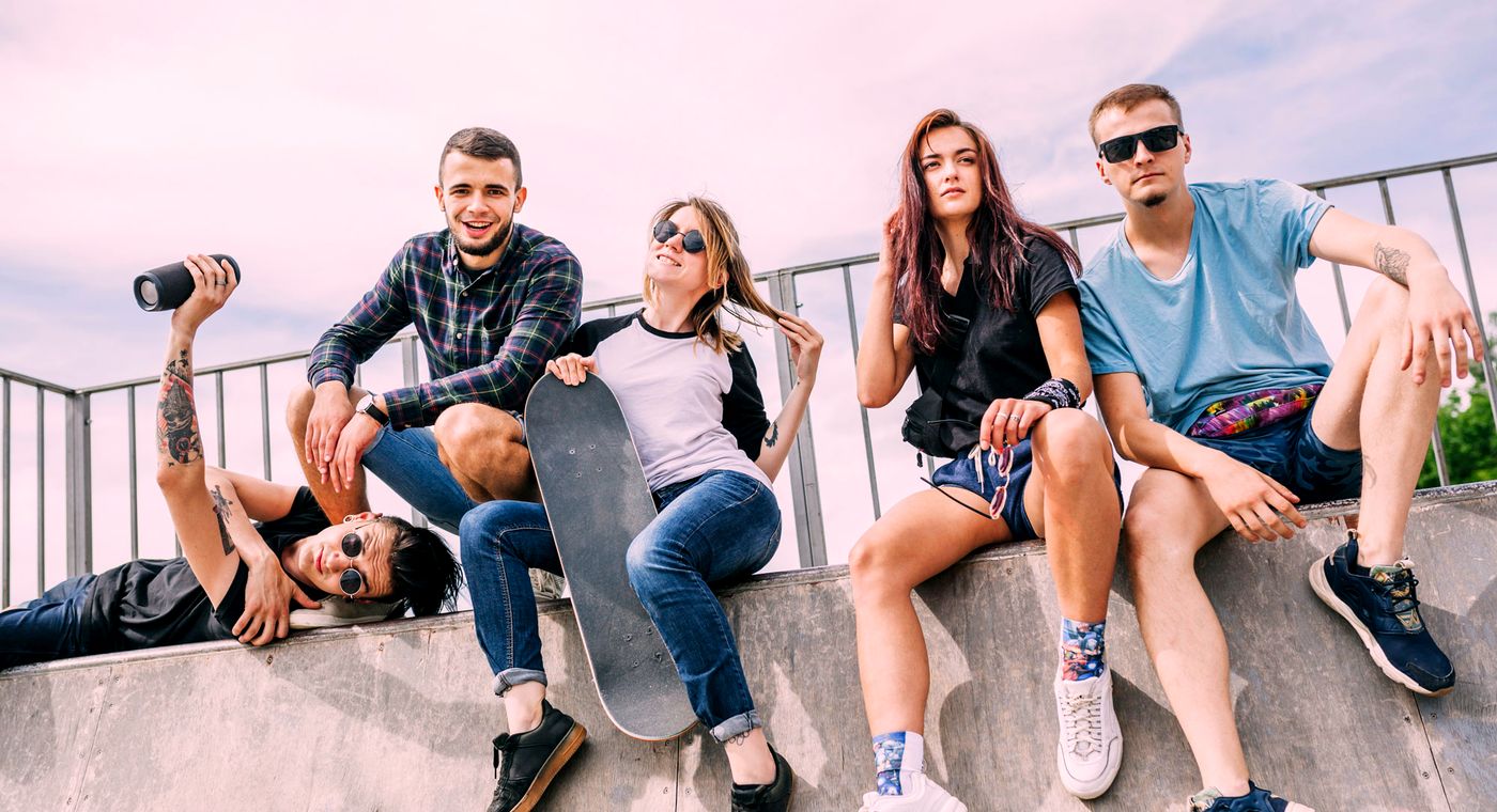 A group of friends relaxing together outdoors